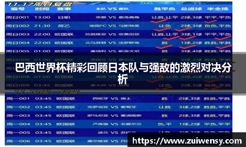 巴西世界杯精彩回顾日本队与强敌的激烈对决分析